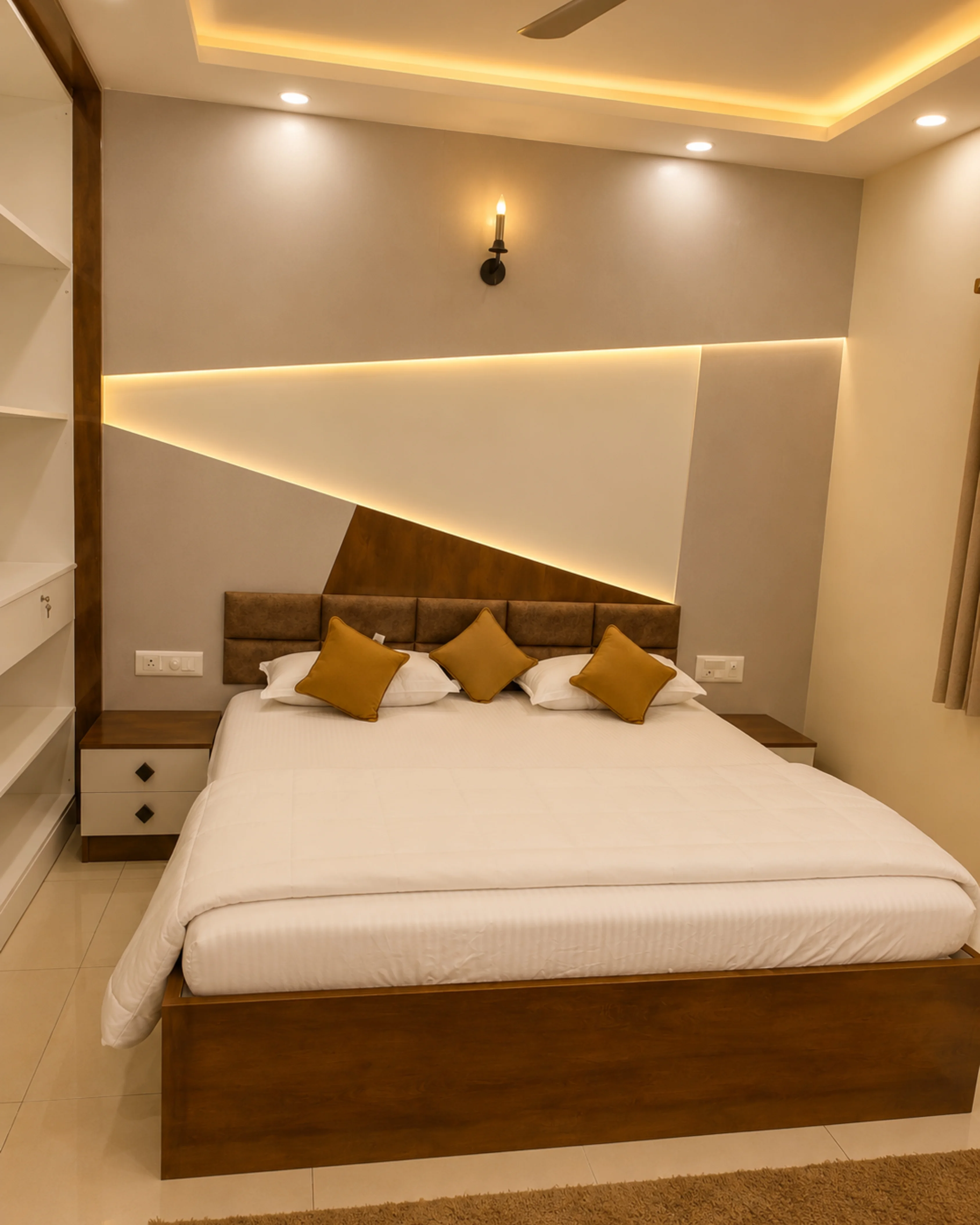 Modern bedroom interior design by Styra Designs in Bangalore