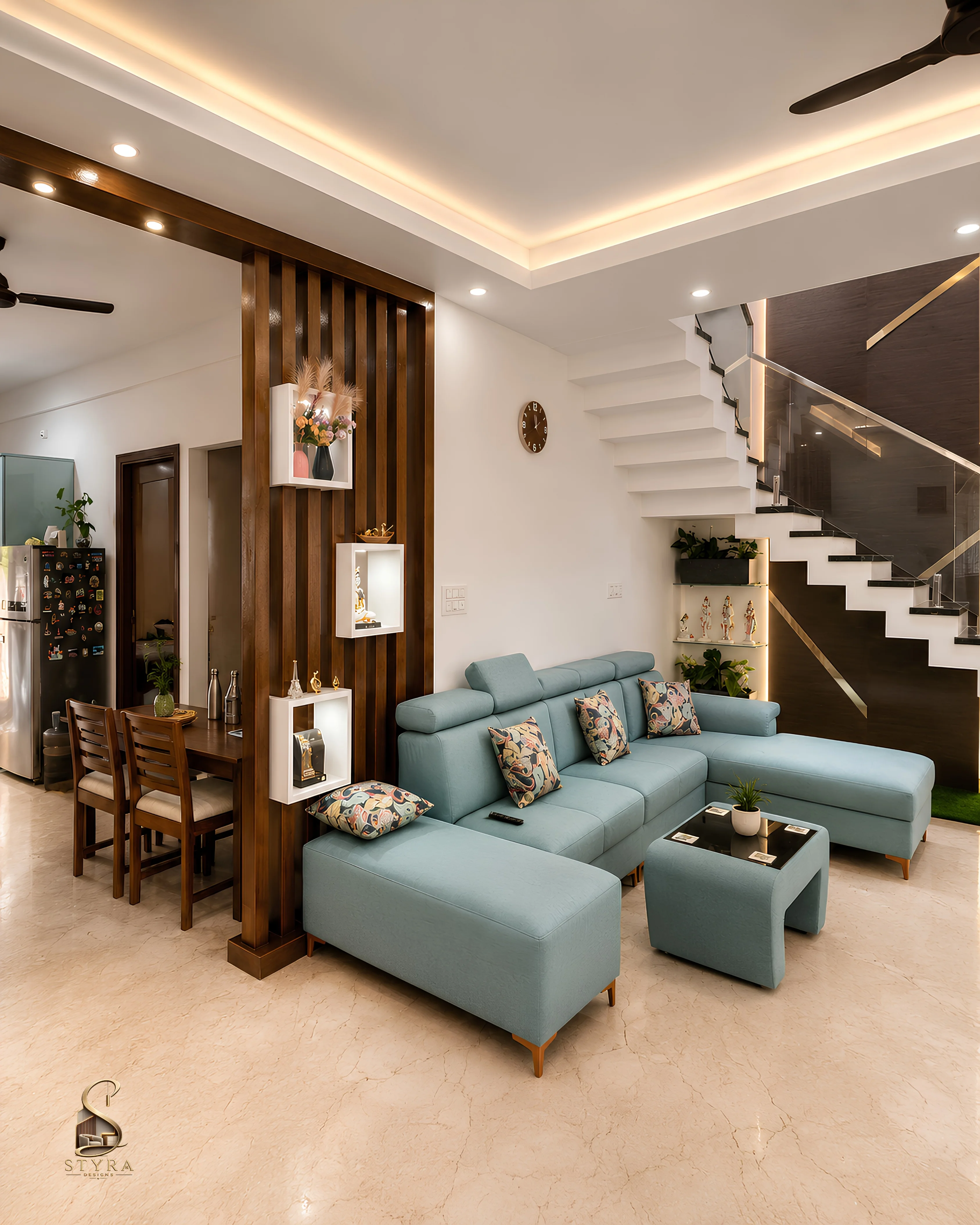 Modern living room interior design in Bangalore